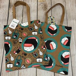 NWT Foodland Hawaii Spam Musubi & Musubi Doodles Reusable Tote Bags (Set of 2)
